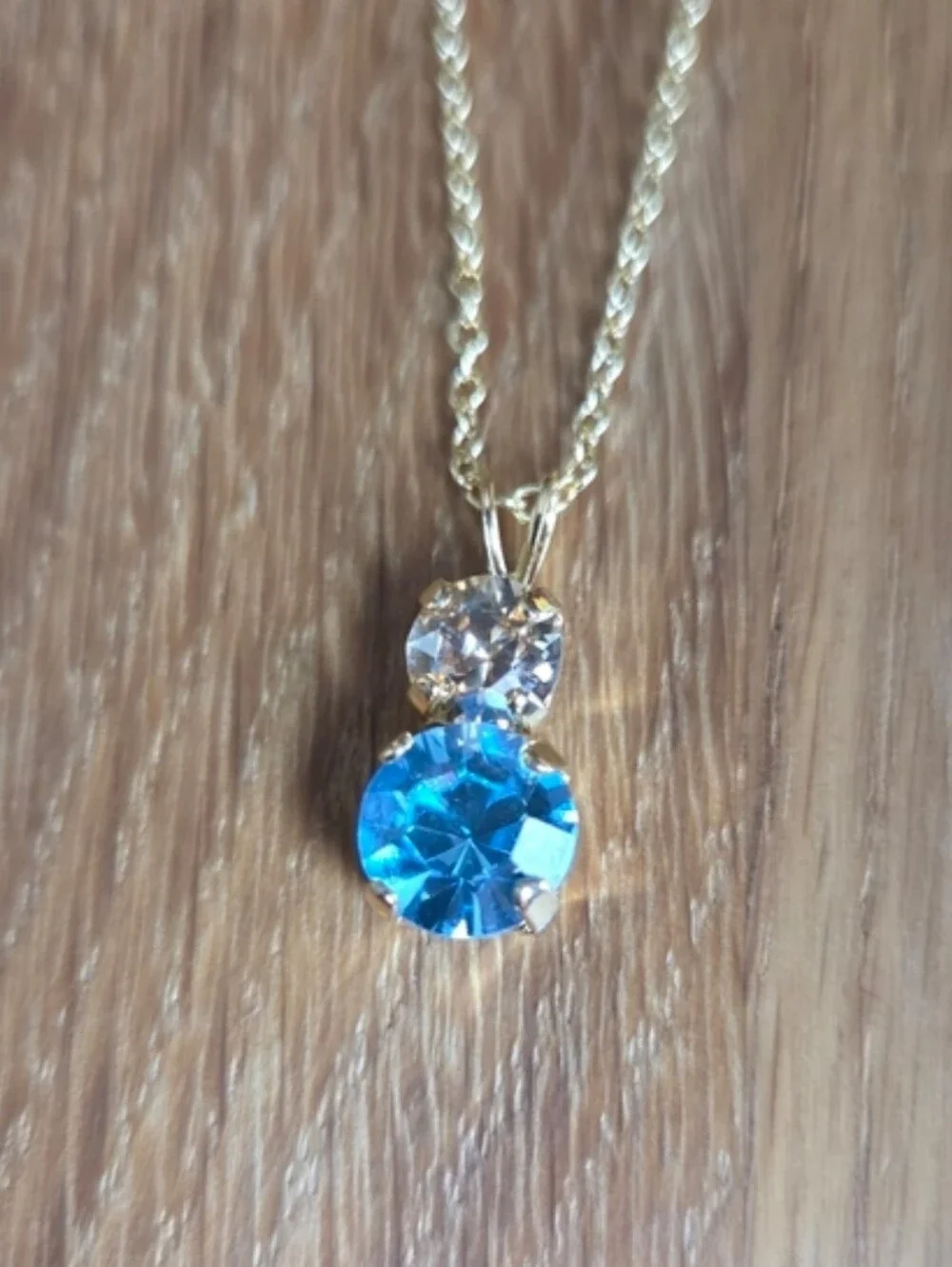 Aquamarine  Blue & Golden Shadow Crystals Necklace – Handmade